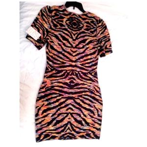 Free People Tiger Multi Colored Form Fitting Midi